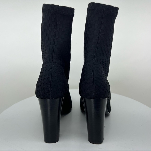 Fergie Taryn Ankle Boot Booties Black Basketweave Geometric Dressy Office Career - Picture 5 of 15